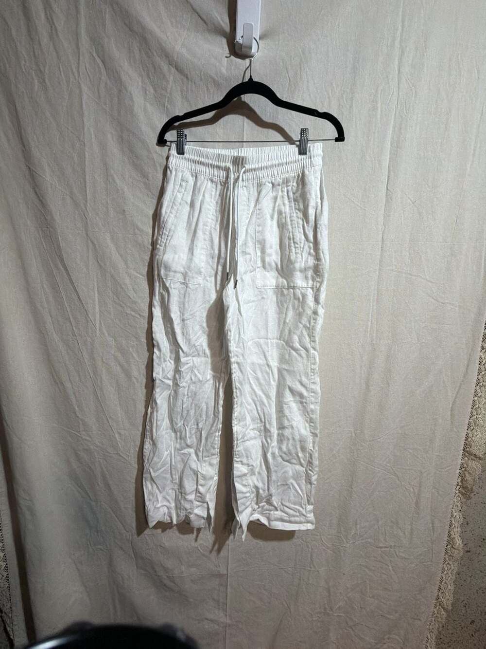 Athleta Cabo Linen Wide Leg Pants White XS